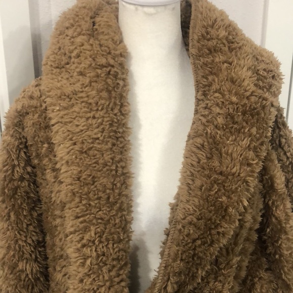 Fashion Nova Women’s Sherpa Open front Coat jacket Caramel in colorSize M/L Warm - Picture 9 of 16